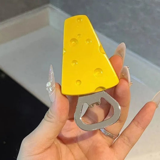 Playful Fridge Magnet Bottle Opener - Cute Candy Hawthorn & Cheese Design (Stainless Steel)
