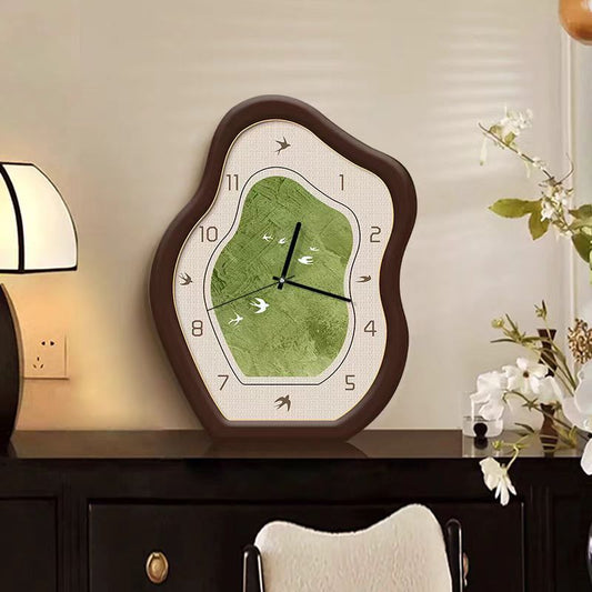 Mid-Century Modern Abstract Bird Wall Clock - Vintage Inspired Crystal Ceramic Art Piece - 10" x 7" Gallery Style Decor