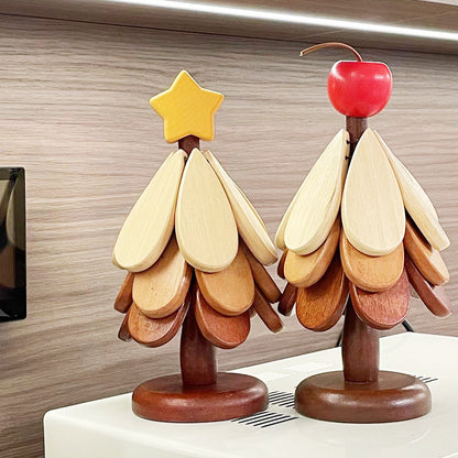 Tree Shaped Heat-Resistant Coasters - Foldable Wooden Trivet Set