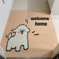 Cartoon Line Art Puppy PVC Carved Pile Coir Mat - Anti-Slip, Dirt-Resistant Entryway Rug for Easy Cleaning