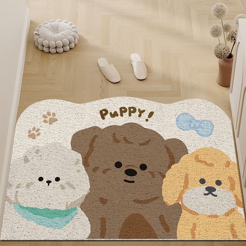 Cartoon Silky Scraper Door Mat - Dirt-Resistant Tech Fabric Rug for Entrance, Kid-Friendly & Non-Slip