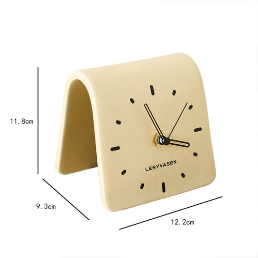 Ultra-Slim Ceramic Desk Clock - Silent Sweep Movement Modern Bedroom & Living Room Decor