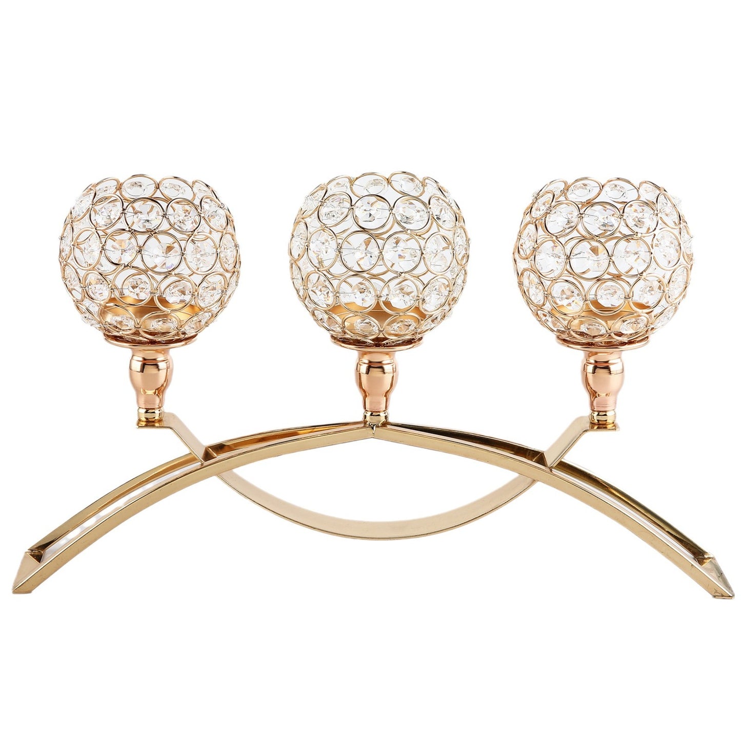 European Crystal Candelabra - Elegant Metal Table Decor For Festivals, Weddings & Romantic Dinners