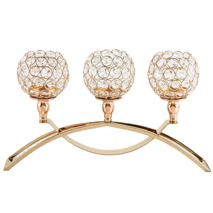 European Crystal Candelabra - Elegant Metal Table Decor For Festivals, Weddings & Romantic Dinners