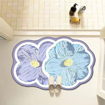 Modern Abstract Art Bath Mat - Ultra Absorbent Quick-Dry Tech Fabric Rug for Bathroom & Kitchen | Non-Slip, Stain-Resistant & Easy Clean