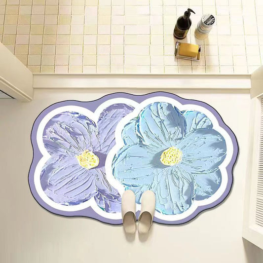Modern Abstract Art Bath Mat - Ultra Absorbent Quick-Dry Tech Fabric Rug for Bathroom & Kitchen | Non-Slip, Stain-Resistant & Easy Clean