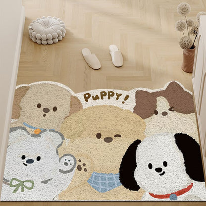 Cartoon Silky Scraper Door Mat - Dirt-Resistant Tech Fabric Rug for Entrance, Kid-Friendly & Non-Slip