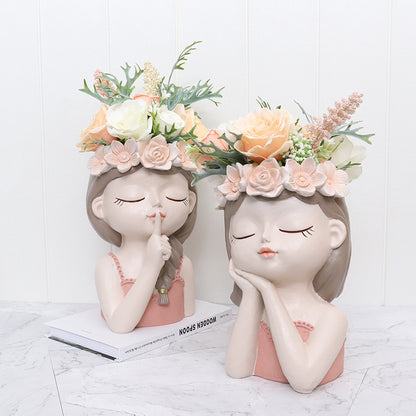 Elegant European-Style Fairy Girl Resin Planter – Large Decorative Flower Pot for Living Room & Tabletop Displays