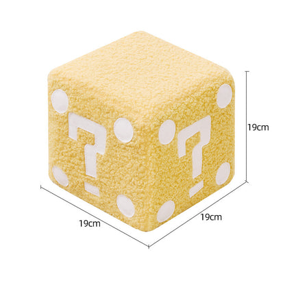Modern Mario-Inspired Cube Stool - Fabric Ottoman with Wooden Frame, Versatile Living Room Footrest, Decorative Accent & Minimalist Interiors