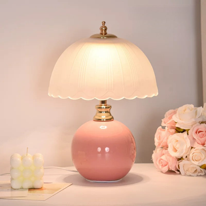 Nordic Ceramic Table Lamp - Modern Bedside Night Light with Matte Glass, Ambient Lighting for Bedroom Decor