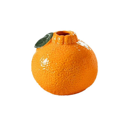 Handcrafted Creative Orange-Shaped Ceramic Vase - Glazed Water Planter for Pothos, Floral Arrangements & Desk/Office Decor