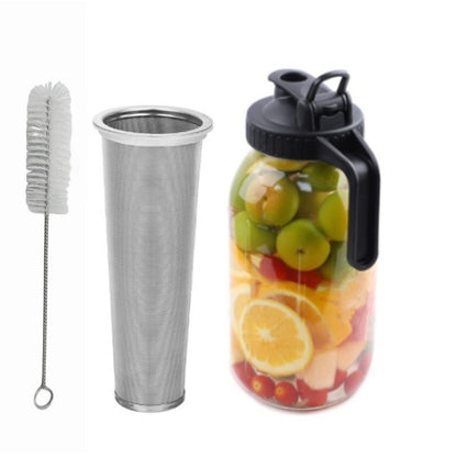 2-Pack 64oz Glass Mason Jar Pitchers with Wide Mouth & Measurement Marks – Leak-Proof Twist Lids for Cold Brew, Iced Tea, Juice & Lemonade