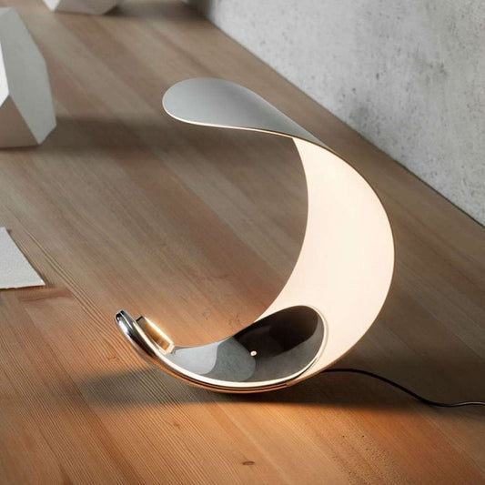 Modern C-Shaped Moon Lamp | Touch Control Ambient Light | Metal Base | for Bedroom, Study, Studio & Airbnb