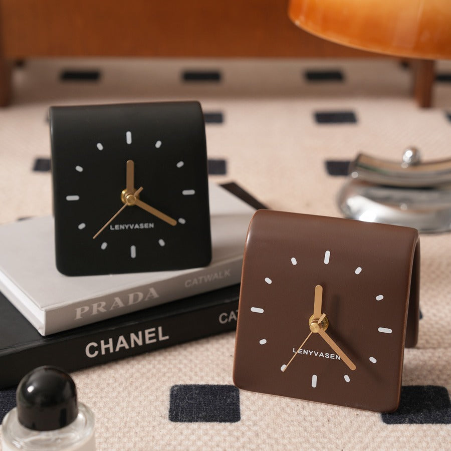 Ultra-Slim Ceramic Desk Clock - Silent Sweep Movement Modern Bedroom & Living Room Decor