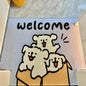 Cartoon Line Art Puppy PVC Carved Pile Coir Mat - Anti-Slip, Dirt-Resistant Entryway Rug for Easy Cleaning