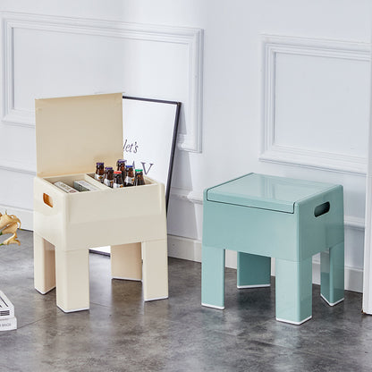 Space-Saving Storage Ottoman Stool - Modern Plastic Bench for Entryway, Living Room