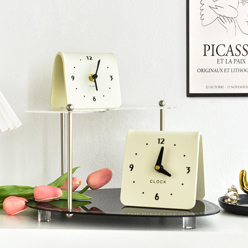 Ultra-Slim Ceramic Desk Clock - Silent Sweep Movement Modern Bedroom & Living Room Decor