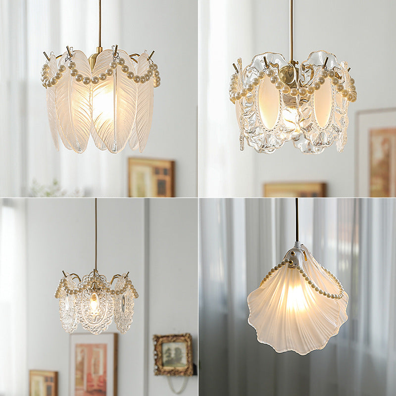 French-Inspired Luxe Pendant Light - 3-Color LED Modern Chandelier for Dining, Bedroom, Entryway | Glass & Metal Dimmable Hanging Lamp