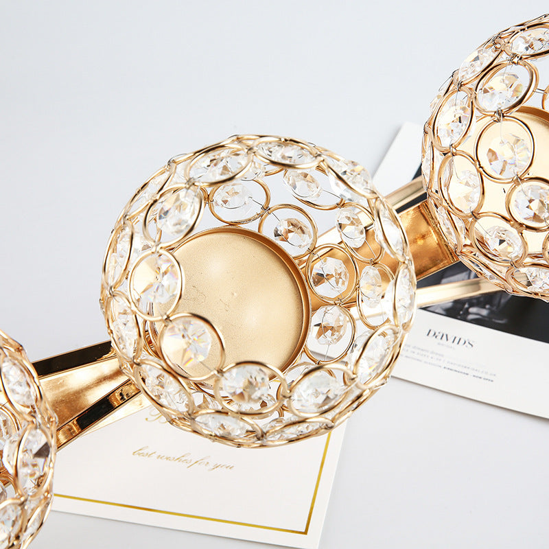 European Crystal Candelabra - Elegant Metal Table Decor For Festivals, Weddings & Romantic Dinners