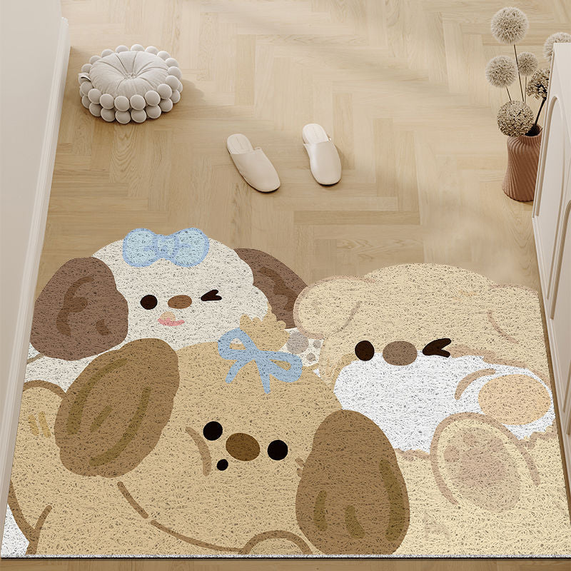 Cartoon Silky Scraper Door Mat - Dirt-Resistant Tech Fabric Rug for Entrance, Kid-Friendly & Non-Slip