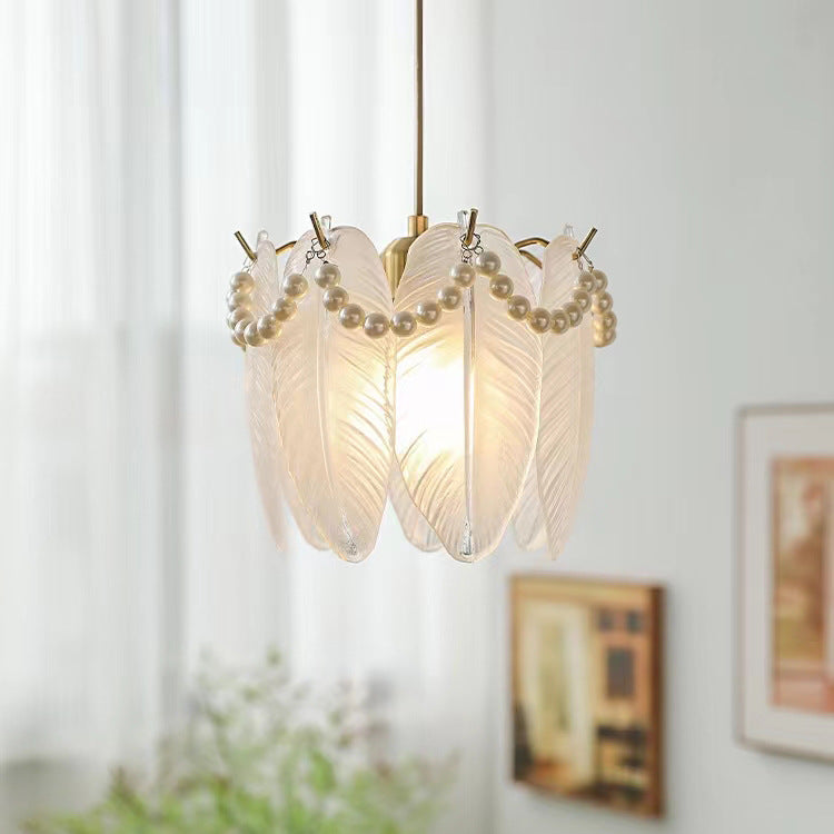 French-Inspired Luxe Pendant Light - 3-Color LED Modern Chandelier for Dining, Bedroom, Entryway | Glass & Metal Dimmable Hanging Lamp