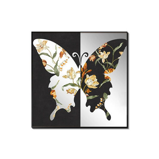 Modern Abstract Wall Art - French Retro Style Stainless Steel Crystal Coating Double-Sided Décor | Butterfly & Floral/Bird Motifs