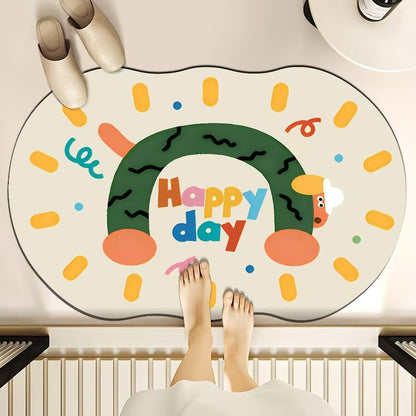 Premium Diatom Mud Bath Mat - Super Absorbent, Quick-Dry, Non-Slip Bathroom Floor Mat with Cartoon Prints
