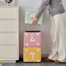 Modern Mario-Inspired Cube Stool - Fabric Ottoman with Wooden Frame, Versatile Living Room Footrest, Decorative Accent & Minimalist Interiors