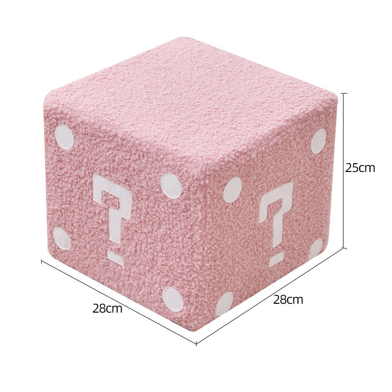 Modern Mario-Inspired Cube Stool - Fabric Ottoman with Wooden Frame, Versatile Living Room Footrest, Decorative Accent & Minimalist Interiors