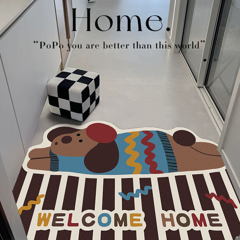 2024 New Arrival Non-Slip PVC Entrance Mat - Washable Tech Fabric, Customizable Cartoon Print