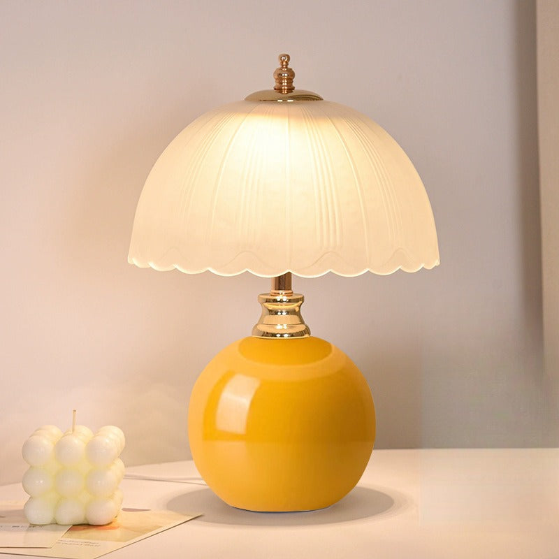 Nordic Ceramic Table Lamp - Modern Bedside Night Light with Matte Glass, Ambient Lighting for Bedroom Decor
